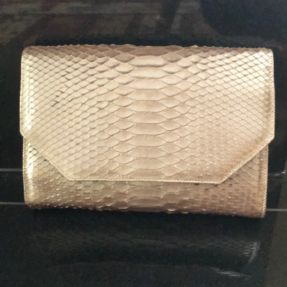 Python Metallic Clutch W/ Strap - image 1